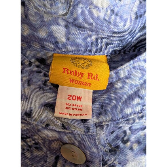 Ruby Rd Womens Top Button Up Collared Shirt Pockets Indigo Size 20W Coastal Prep - Picture 4 of 9
